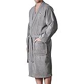 Lacoste Classic Pique Bath Robe, 100% Soft Cotton Terry, Unisex Adult Bathrobe, Absorbent & Quick Drying, One Size Fits Most