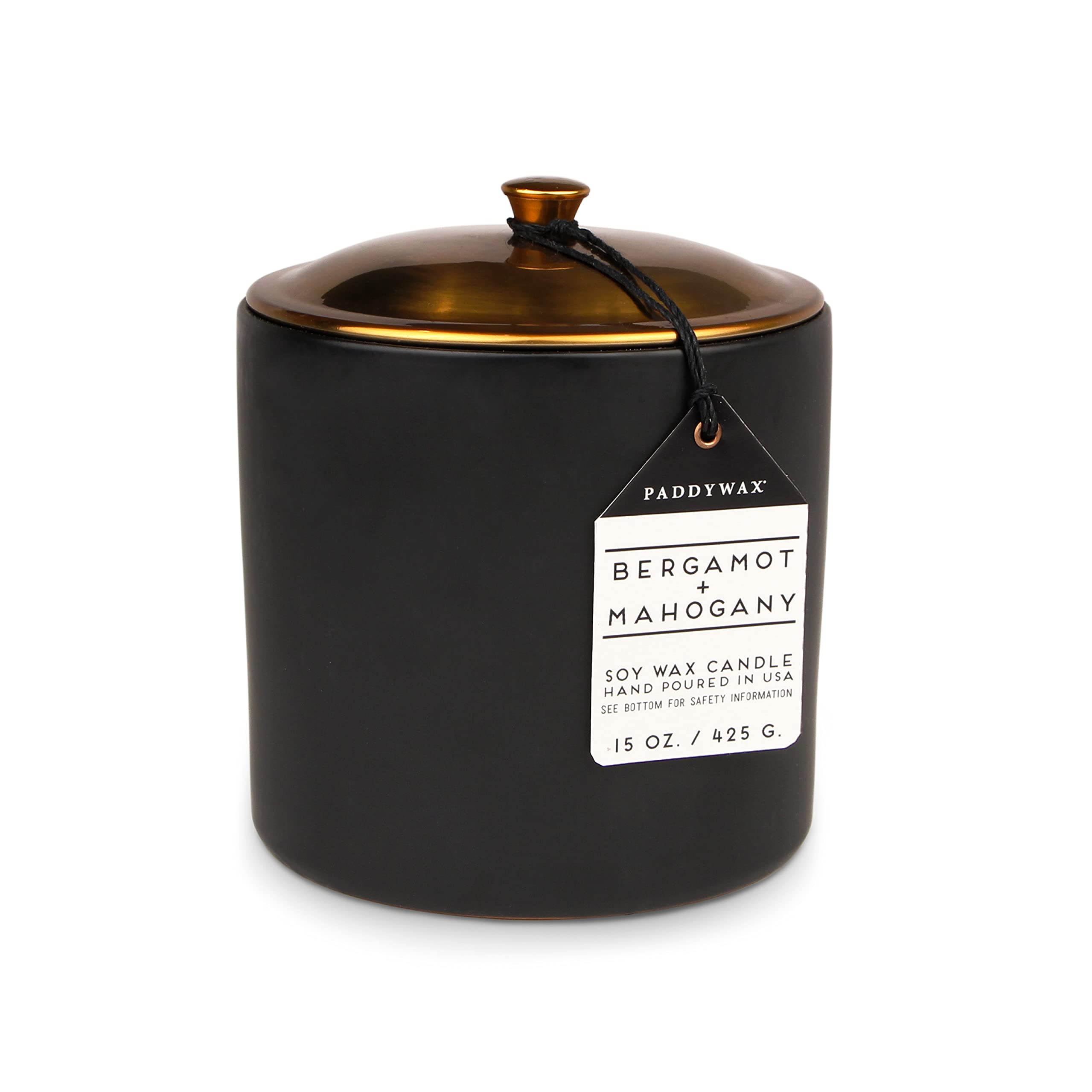 Paddywax Candles HY1503Z Candles Hygge Collection Scented Soy Wax Candle, 15-Ounce, Bergamot & Mahogany