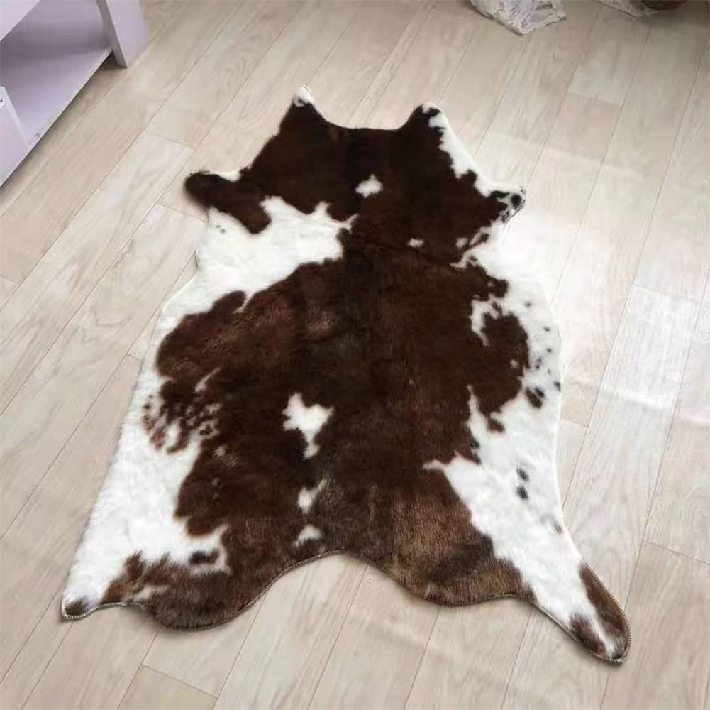 Photo 1 of Huichenxing2021FURSTORE Faux Fur Deer Print Area Rug, Animal Hide Skin Cowhide Area Rug Animals Mat Non-Slip Deer Rug for Home Living Room Bedroom 33.5in x43.3in/2.8ftx3.6ft