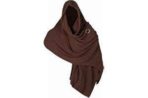 SYQBR Medieval Shawl Pirate Scarf with Pin, Post Apocalyptic Shaman Cowl Hood Retro Viking Bandana, Renaissance Costume