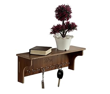 7cr Wooden Wall Shelf - (36.8x10.2x10.2 cm, Brown)