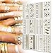 BeneU Bachelorette Metallic Temporary Tattoos Body Art Stickers Waterproof Removable Shiny Jewelry Flash Tatoos High Gloss Shimmer Designs in Gold, Silver, Black 12 Sheets
