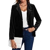 MINTLIMIT Velvet Blazers for Women Notched Lapel Long Sleeve Lapel Button Suit Blazer for Bussiness Casual, XL, Black