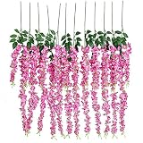 Luyue 3.18 Feet Artificial Silk Wisteria Vine Ratta Silk Hanging Flower Wedding Decor,6 Pieces,(Color-4)