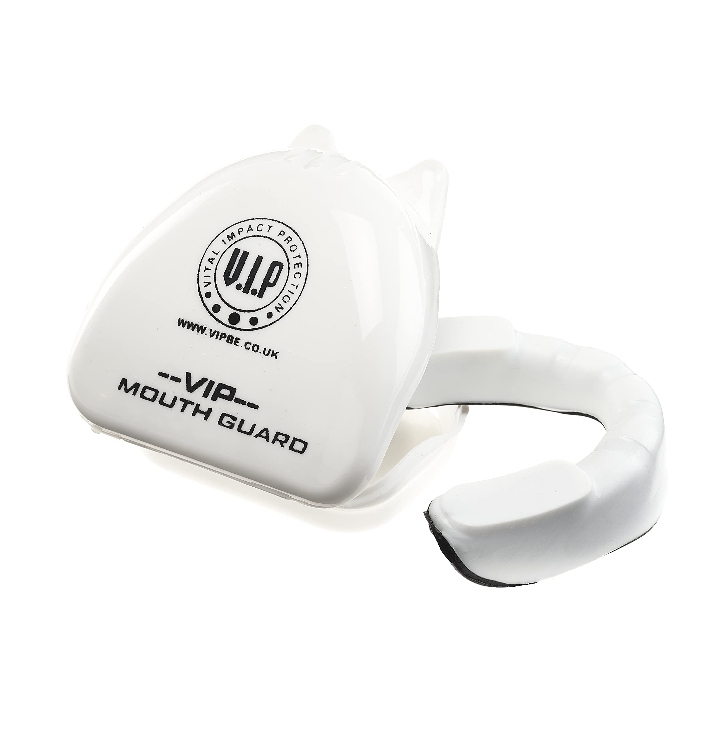 VIP Custos Premium Double Layer Mouth Guard Gum Shield With Case Boxing MMA Rugby Muay Thai, Hockey, Judo, Karate Martial Arts Contact Sports, White