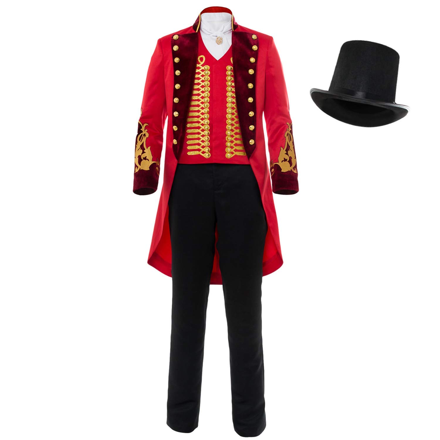 Halloween PT Showman Party Performance Barnum Tailcoat Tuxedo Cosplay Costume Circus Red Outfit Unif
