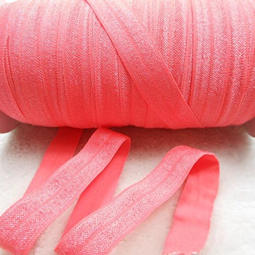 mdribbons Stretch Fold Over Elastic Elastics FOE 5/8" Wide 50 Yards/Roll-For DIY Crafts,Ponytail Holder Headband Banner Hair Ties Headband Making-Watermelon Color