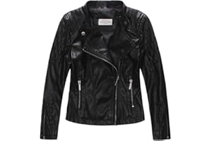 LJYH Girls Faux Leather Quilted Shoulder Motorcycle Jackets Kids Spring Moto Biker Coats