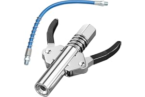 chaochao Grease Gun Coupler,17000 PSI High Pressure Nipple Heavy-Duty Quick Lock & Release,Double Handle Mini Tips Compatible