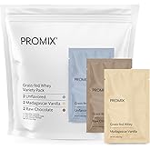 Promix Whey Protein Powder, Variety Pack (Unflavored, Vanilla, & Chocolate Flavors) Grass-Fed & 100% All Natural - Post Workout Fitness & Nutrition Shakes, Smoothies, Baking & Cooking Recipes