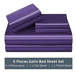 P Pothuiny 6 Pieces King Satin Sheets Luxury Silky