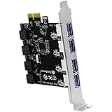 FebSmart 4 Ports USB 3.0 Super Fast 5Gbps PCI Express (PCIe) Expansion Card for Windows Server, XP,7, Vista, 8, 8.1, 10 PCs-B