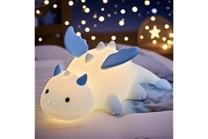 POSSHE Dragon Night Light, Cute Baby Dragon Gifts, Soft Silicone Lamp with 3 Level Warm Light and RGB Changing, Breastfeeding Nursery Portable Kawaii Bedside Lamp for Baby, Toddler, Boys and Girls