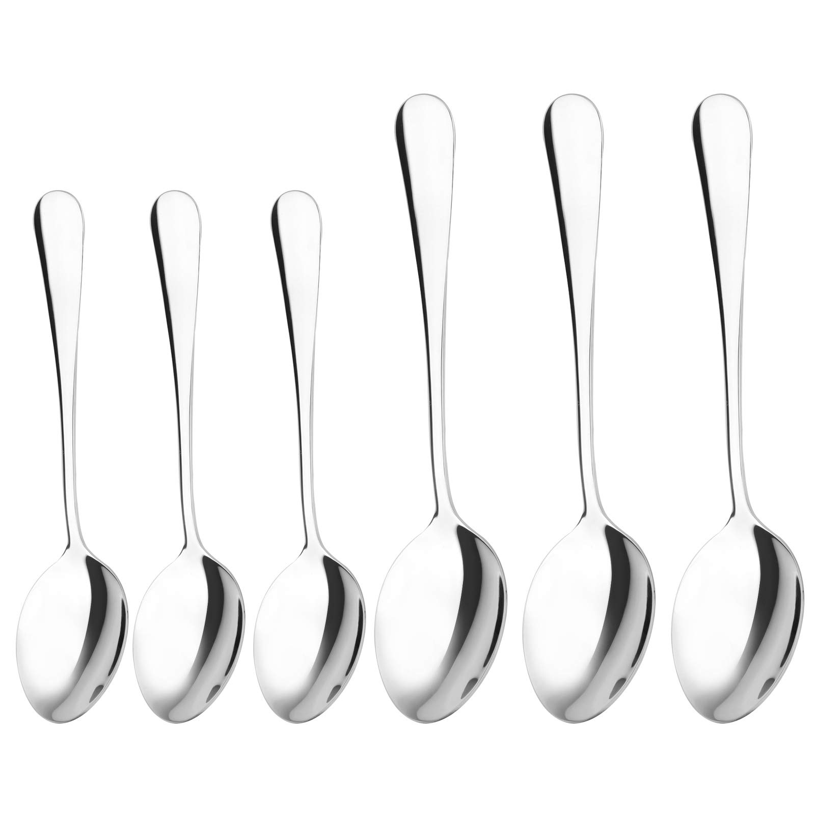Qinglele Table Spoon, Dinner Spoon, 6-Piece Set, 3 Large 20.4 cm 8 inches, 3 Small 17cm 6.7 inches, 304 Stainless Steel