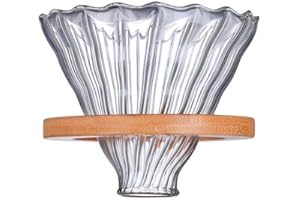 COFISUKI Glass Coffee Dripper/Filter - Glass Pour Over Coffee Cone with Bamboo Stand, Drip Coffee Maker Funnel Accessories for Home or Office, 1-5 Cups