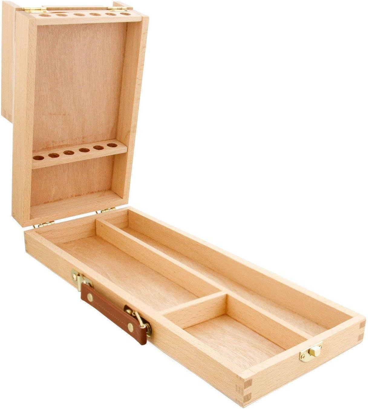 Artists Wooden Storage Box Organiser for Paint Brushes Drawing Pencils