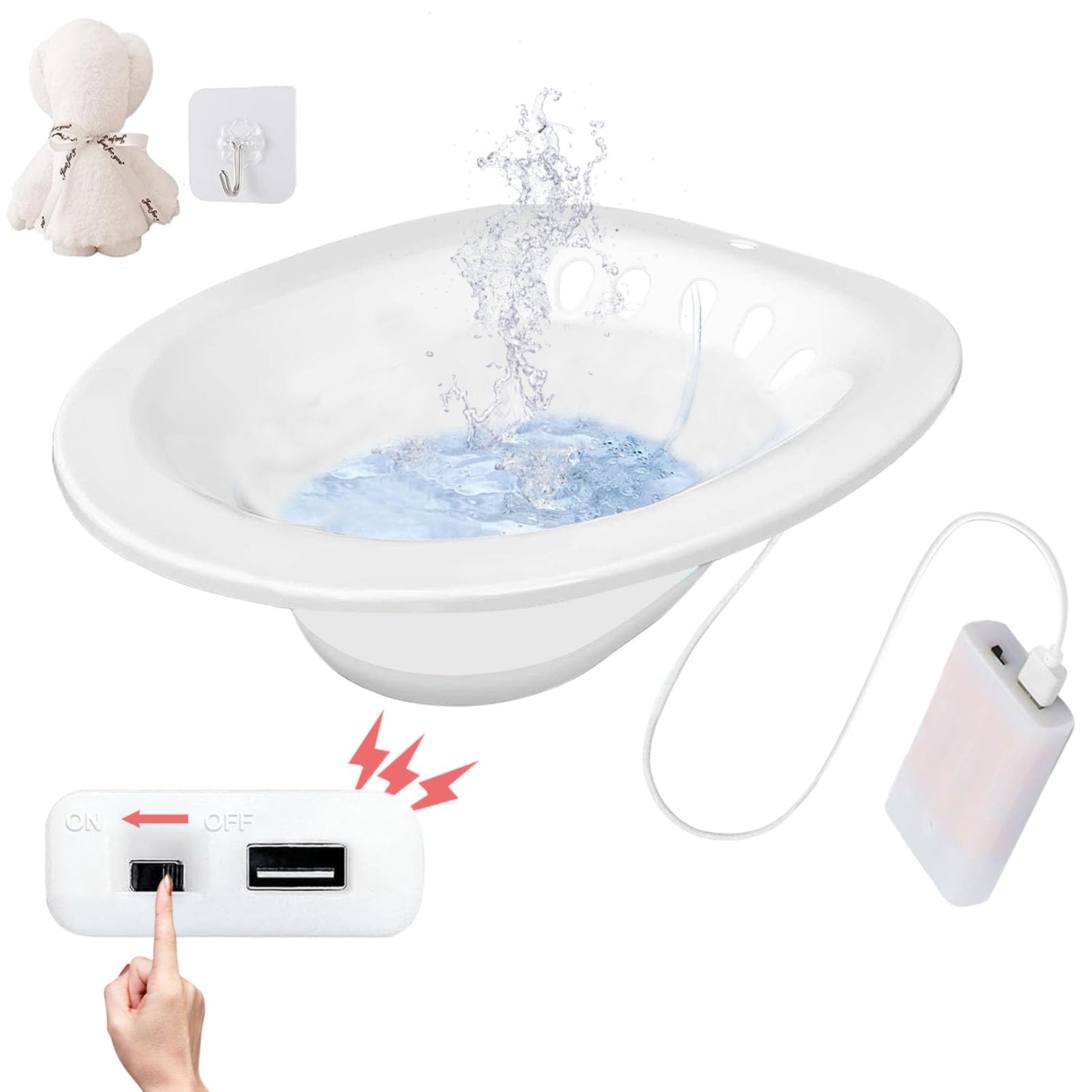 Photo 1 of Electric Sitz Bath for Hemorrhoids & Postpartum Care, Collapsible Kit with Wide Seat & Deeper Bowl (White)