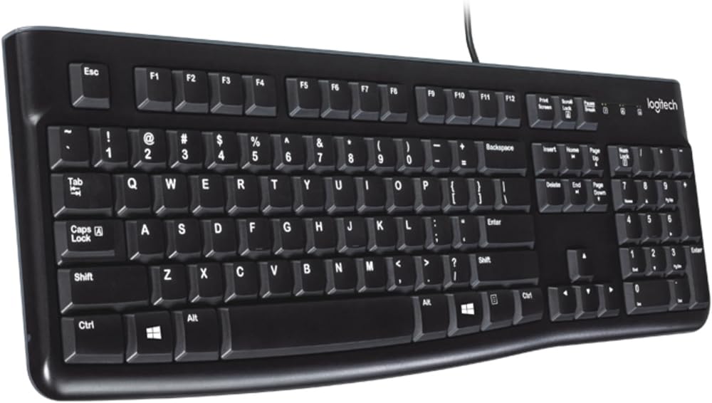 Logitech K120 Wired Keyboard for Windows UK QWERTY Black USB Plug-and-Play