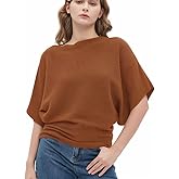 HIGO FASHION Womens Oversized Short Batwing Sleeve Boat Neck Sweater Vest Fall Sleeveless Pullover Knit Sweaters