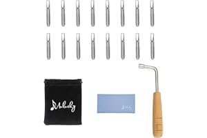 Mulucky 16 PCS Tuning Pin Widely Used for Lyre Harp, Zithers, Harpsichord, and Other Primitive Stringed Instruments, with L-shape Tuning Wrench Gooseneck Tuning Hammer Lever, and Dust-Free Cloth
