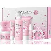 Skin Care Set for Teens Girls,Cherry Blossoms Skincare for Girls 10-12,Hydrating Face Skin Care Kit with Cleanser,Toner,Serum,Eye Cream,Face Cream,Galentines Gifts,Bulk Gift,Valentines Day Gifts