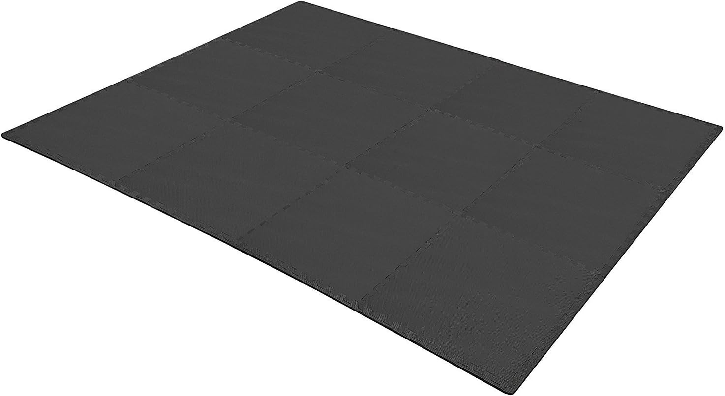 BalanceFrom Puzzle Exercise Mat with EVA Foam Interlocking Tiles | 1/2" / 48 Sq. Ft | Black : Sports & Outdoors