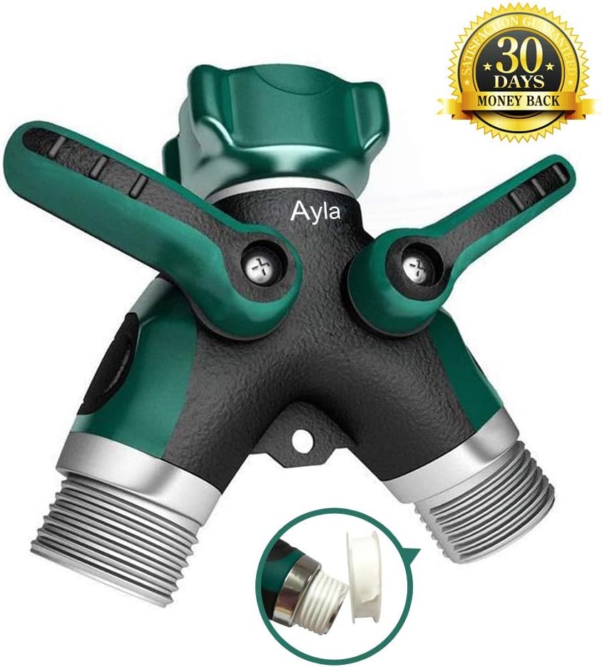 Ayla 2Way Metal Garden Hose Splitter, No Leakage, No Rupture, Easy to Install (1 Pack)