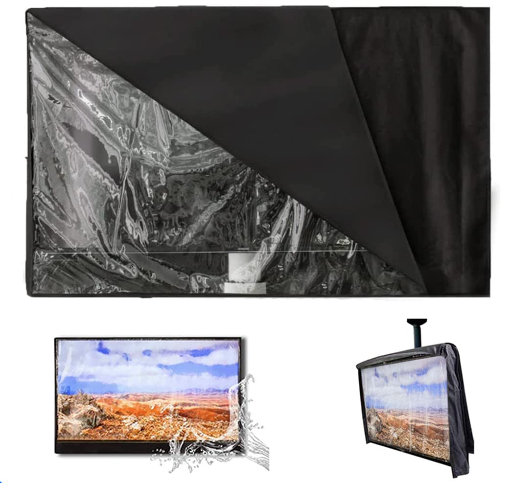 COOSOO Outdoor TV Cover with Clear Front Television Cover Waterproof Universal Protector for LCD LED Plasma Television Sets with Remote Control Pocket Compatible with Standard Mounts Stands (22-24’’)