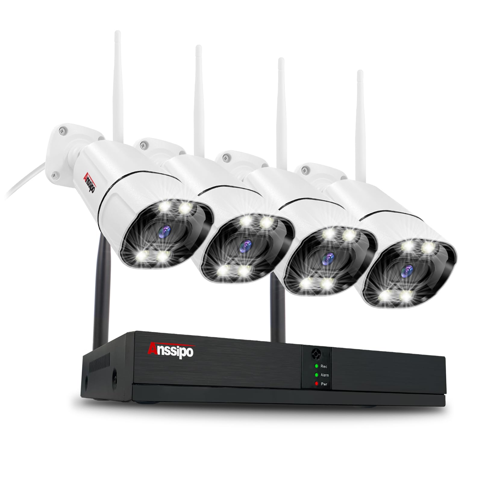 Photo 1 of 4K Wireless Security Camera System, 4X 3MP Plug-in Cameras for Home Security, Dual Warning 8 Channel 265+ WiFi NVR, NO Hard Drive, 2 Way Audio, AI Detection, Color Night Vision