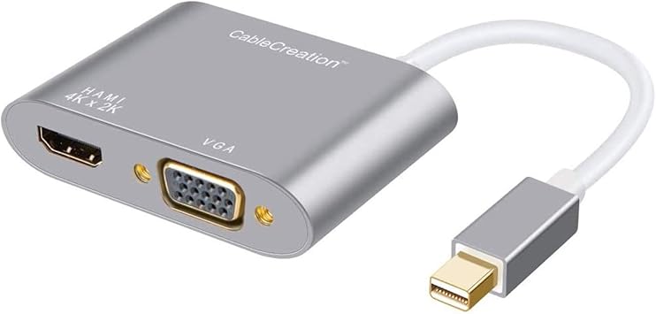 Amazon Com Mini Displayport To Hdmi Vga Adapter Cablecreation 2 In 1 Mini Dp Thunderbolt 2 Converter Hub Compatible With Macbook Macbook Pro Imac Air Mac Mini Surface Pro 5 6 Etc Aluminium Gray Home