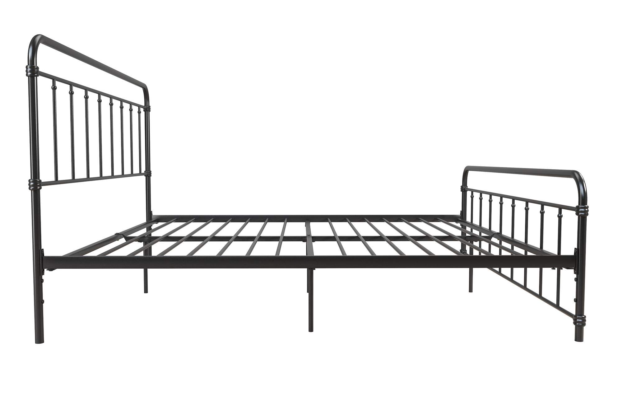 DHP Winston Metal Bed Frame, Multifunctional Piece with Adjustable Heights for Under Bed Storage, Black - King