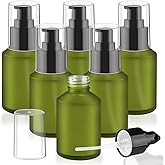 6 Pcs Empty Glass Pump Bottles Refillable Cream Lotion Bottles Travel Sample Bottles Cosmetic Dispenser Bottles Containers For Lotion Cream Emulsion Essence (Green, 60ml/2oz)