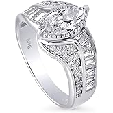 BERRICLE Sterling Silver Halo Wedding Engagement Rings Marquise Cut Cubic Zirconia CZ Woven Ring for Women, Rhodium Plated Size 4-10