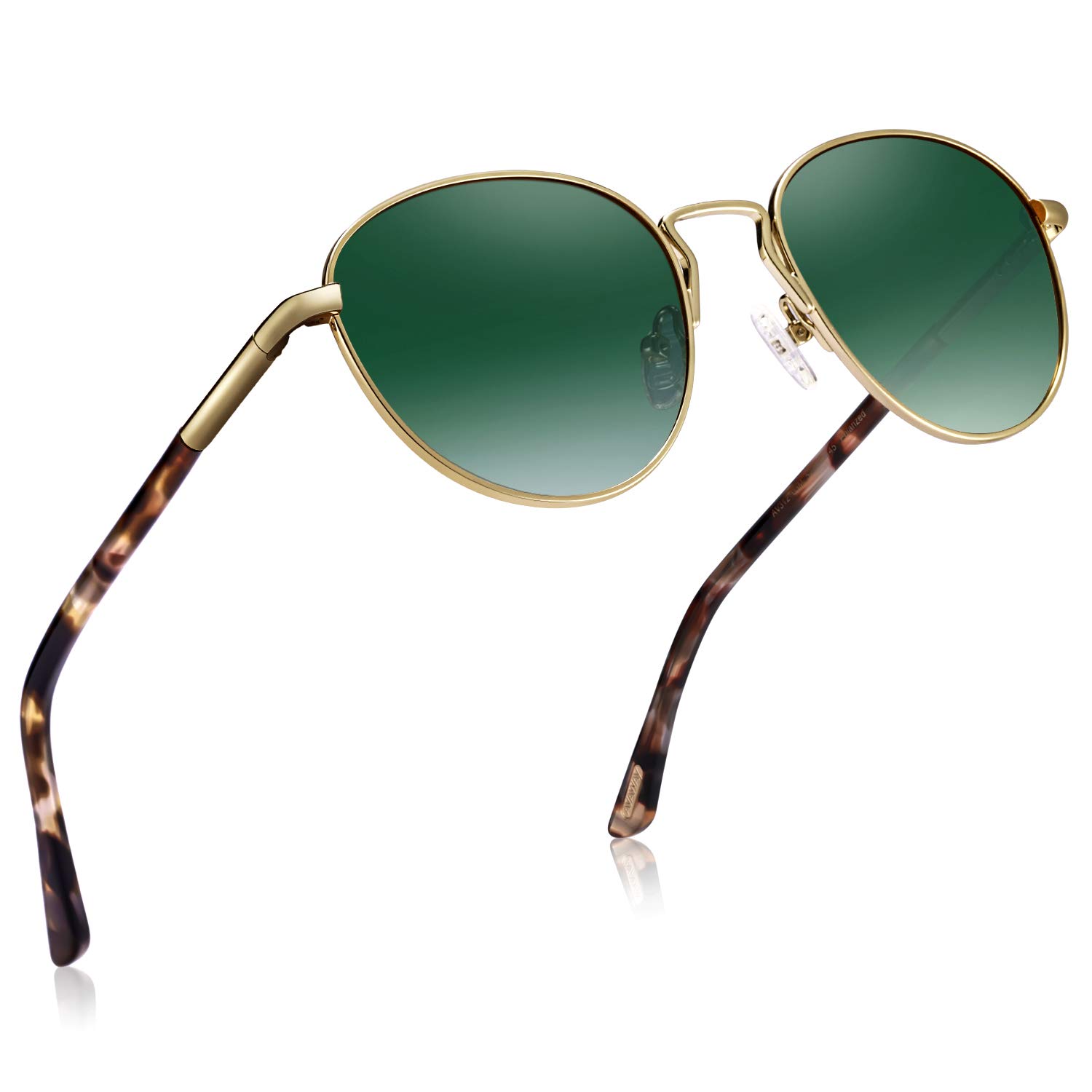 AVAWAY Retro Polarised Sunglasses for Women Metal Round Frame UV400 Protection for Driving Fishing Hiking