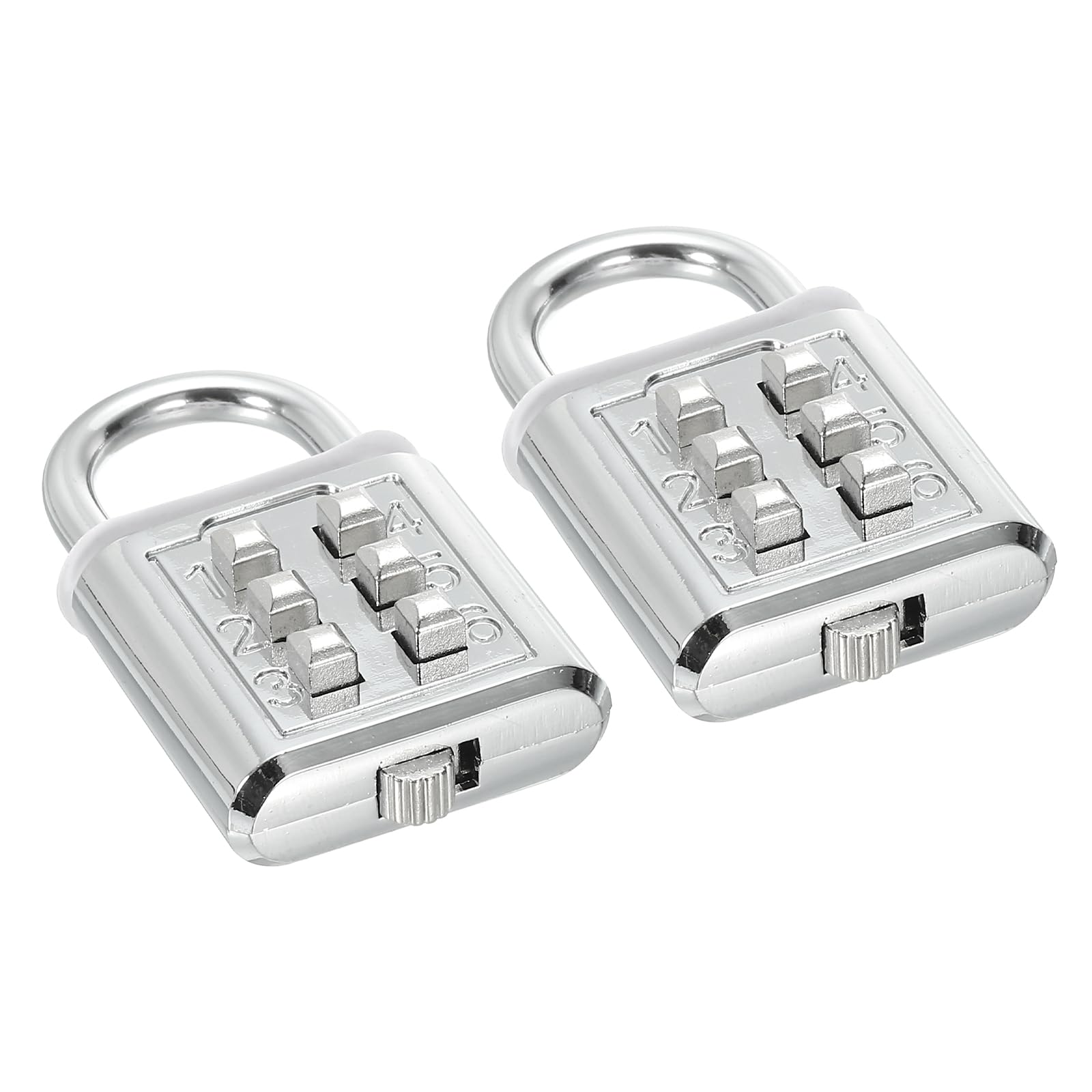 PATIKIL 6 Digit Button Combination Padlock, 2 Pack 3 Position Locking Mechanism Push Button Security Digital Lock for Gym Sports Locker Cabinet Toolbox, Silver Tone