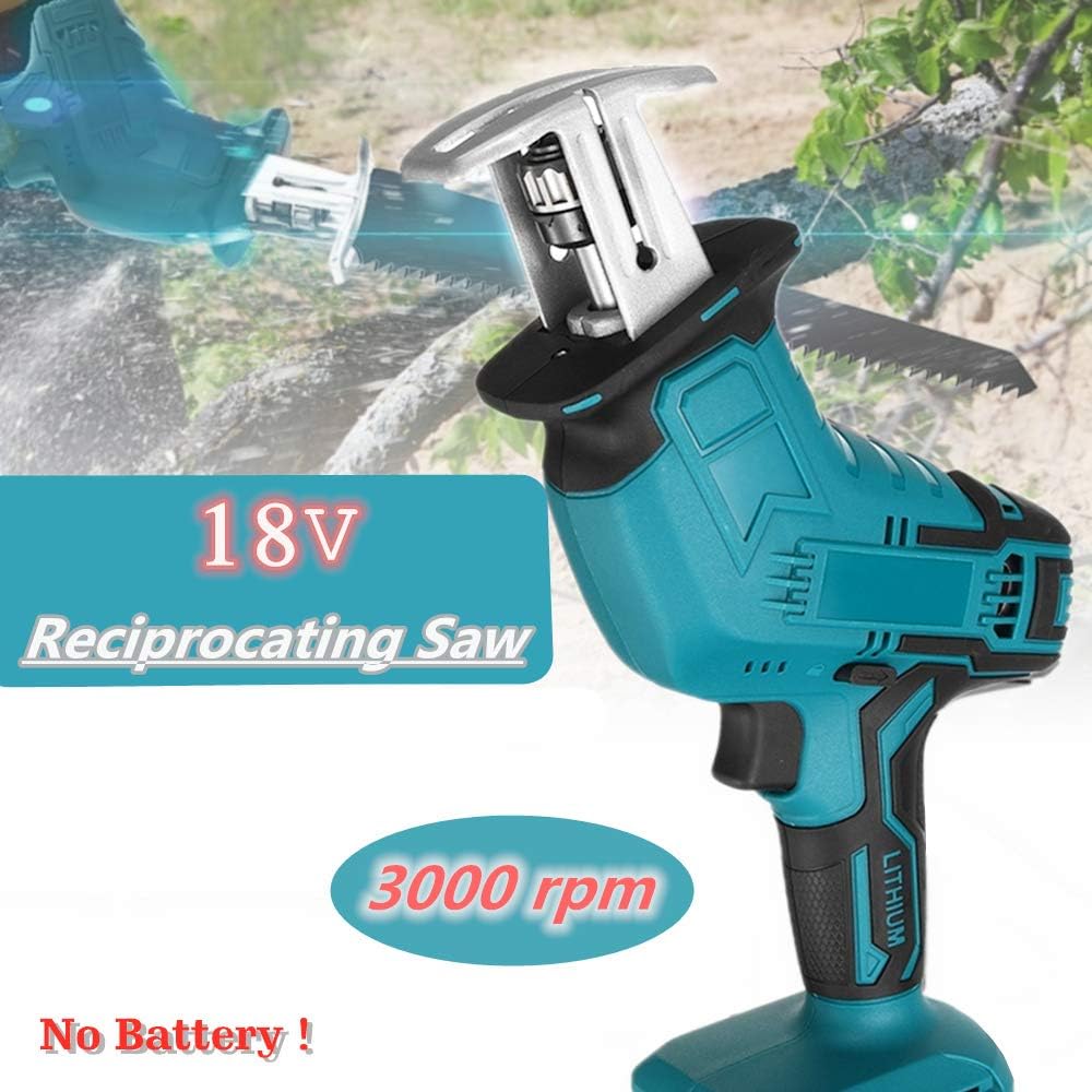 Qjin 18V Cordless Reciprocating Saw with Saw Blade (Without Battery and Charger) - - 