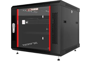 Sysracks 9U Wall Mount Server Rack Cabinet, 19” Locking Network Rack, 24” Deep, Glass Door, with Fan, PDU and Shelf