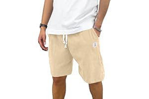 HOTake Men's Corduroy Shorts Casual Elastic Waist Drawstring Shorts for Men Summer Beach Shorts Loose Fit
