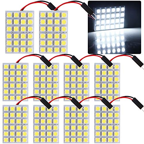 Photo 1 of GrandviewTM White 10-Pack 5050 24SMD LED Panel Dome Light Auto Car Reading Interior Lamp License Plate Light(DC-12V) + T10 BA9S Festoon Adapter