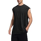 Mens Workout Tank Tops Sleeveless Tee Shirts Men Muscle Shirt Gym Acid Wash Vintage T Shirts Loose Fit Tee