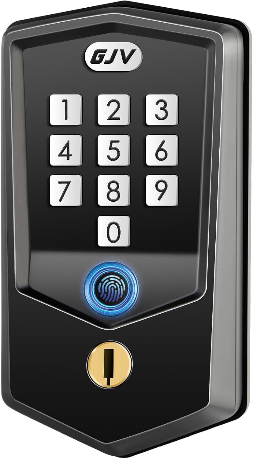 Photo 1 of Keyless Entry Door Lock, GJV Fingerprint, Smart Lock for Front Door, Keypad Deadbolt for Hotel Office Airbnb Home & Apartment - Matte Black