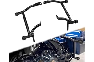 HCmotorku Saddle Bag Guards Crash Bars Fit for Harley Touring Road King FLHR Street Glide FLHX Road Glide FLTRX Electra Glide FLHT CVO Limited 2009–2025, 4PC Decorative Black Wheel