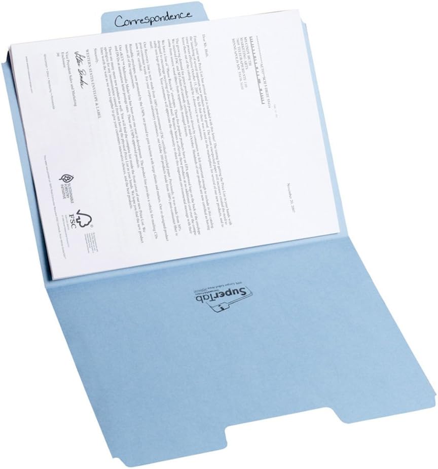 Smead SuperTab File Folder, Oversized 1/3-Cut Tab, Letter Size, Assorted Colors, 24 per Pack (11927) : Office Products