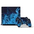 PS4 Console Designer Skin for Sony PlayStation 4 System plus Two(2) Decals for: PS4 Dualshock Controller Ice Flame