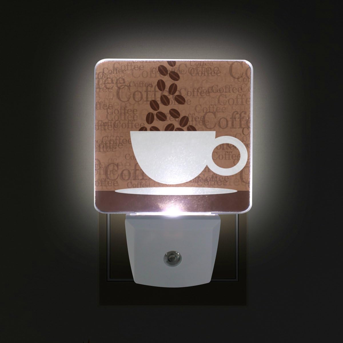 WIHVE Set of 2 Plug in LED Night Light with Smart Dusk to Dawn Sensor Coffee Cup Night Lamp for Bedroom Baby Room Kitchen Hallway and Stairway