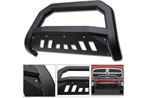 VXMOTOR for 02-05 Dodge Ram 1500; for 06-09 1500 Mega ( Extended Crew ) Cab; for 03-09 2500 / 3500 Matte Black AVT Style Edge Bold Bull Bar Brush Push Front Bumper Grill Grille Guard with Skid Plate