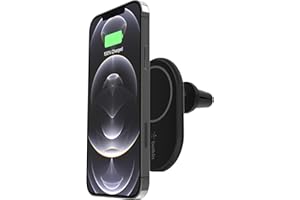 Belkin MagSafe-Compatible Magnetic Wireless Car Charger 10W - Wireless Charger, Magnetic Car Vent Phone Mount for iPhone 17, iPhone 16, 15, & 14 Series, Pixel 10 (Power Supply Included) - Black