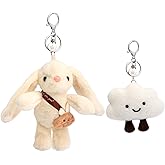 YILANFULL Cute Keychain Bunny Plush Rabbit Key Chain Smiling Cloud Keychains Women Bag Purse Backpack Charms