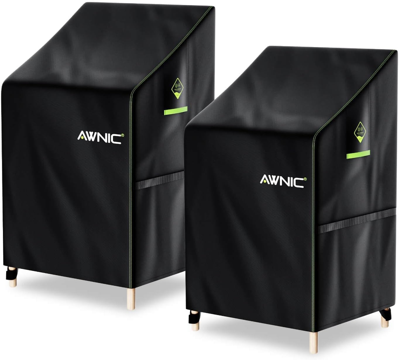 AWNIC 2 Packs Garden Chair Covers Waterproof 65x75x120/85cm, 420D Patio Stacking Chair Covers for Outdoor Chairs Storage with Air Vents Waterproof Windproof Tear Resistant Anti-UV