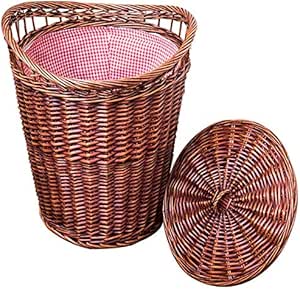 Cestas de lavandería Dormitorio portátil de ratán con Tapa Forro de